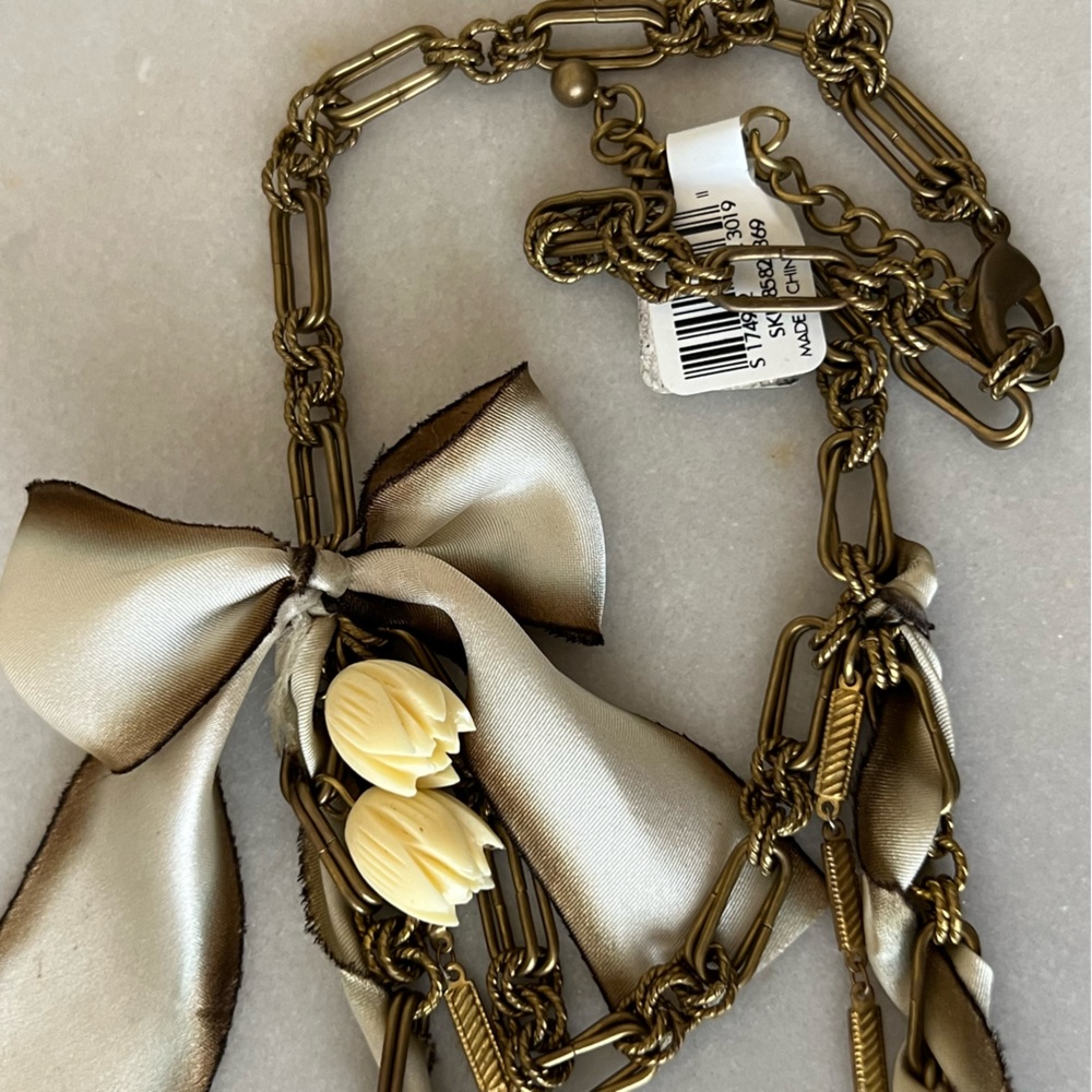 Loft Gold Tone Ribbon and Flower Necklace - Picture 10 of 12